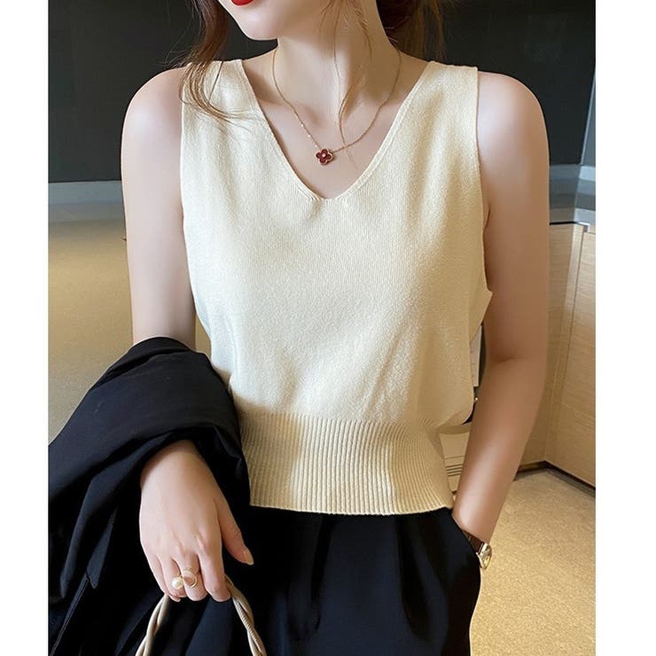 ニットタンクトップ Vネックサマーニット ノースリーブ | ミスウェディー | 詳細画像5 