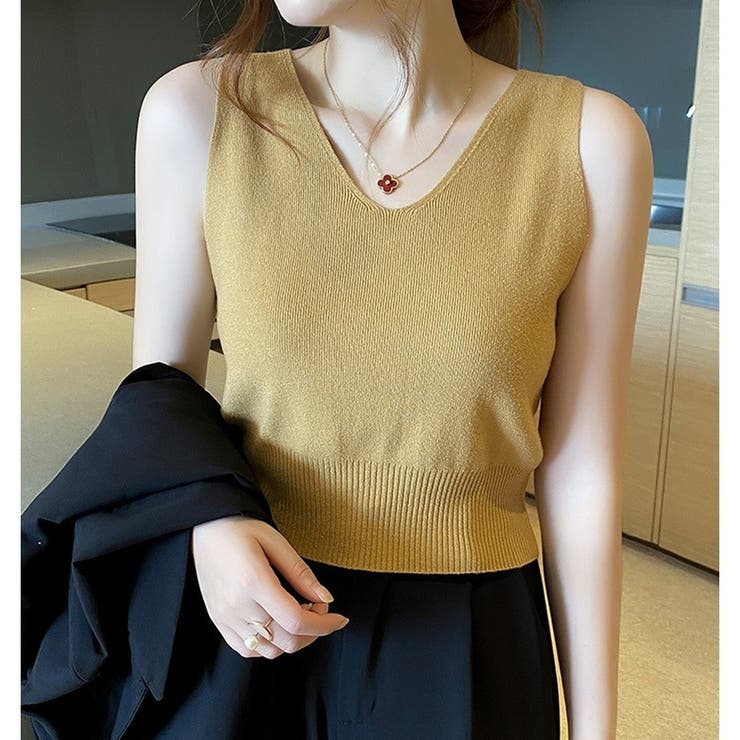 ニットタンクトップ Vネックサマーニット ノースリーブ | ミスウェディー | 詳細画像8 