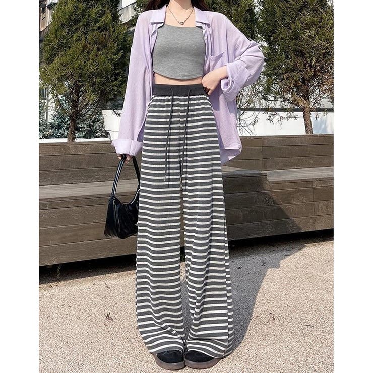 ボーダー柄 ワイドパンツ レディース | ミスウェディー | 詳細画像11