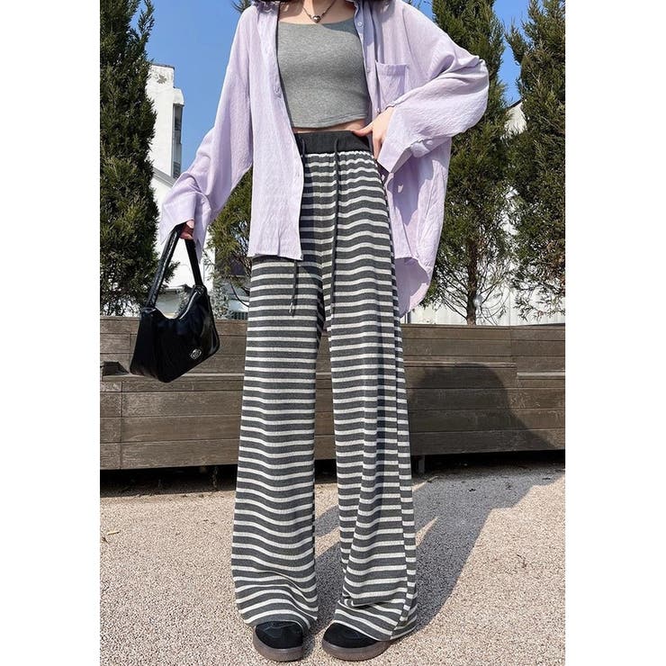 ボーダー柄 ワイドパンツ レディース | ミスウェディー | 詳細画像12