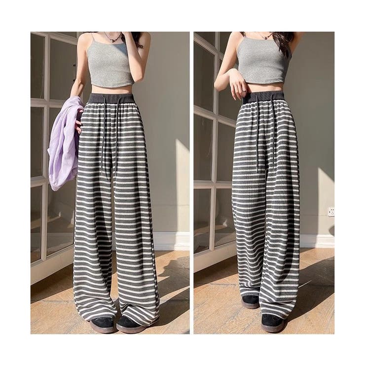 ボーダー柄 ワイドパンツ レディース | ミスウェディー | 詳細画像14