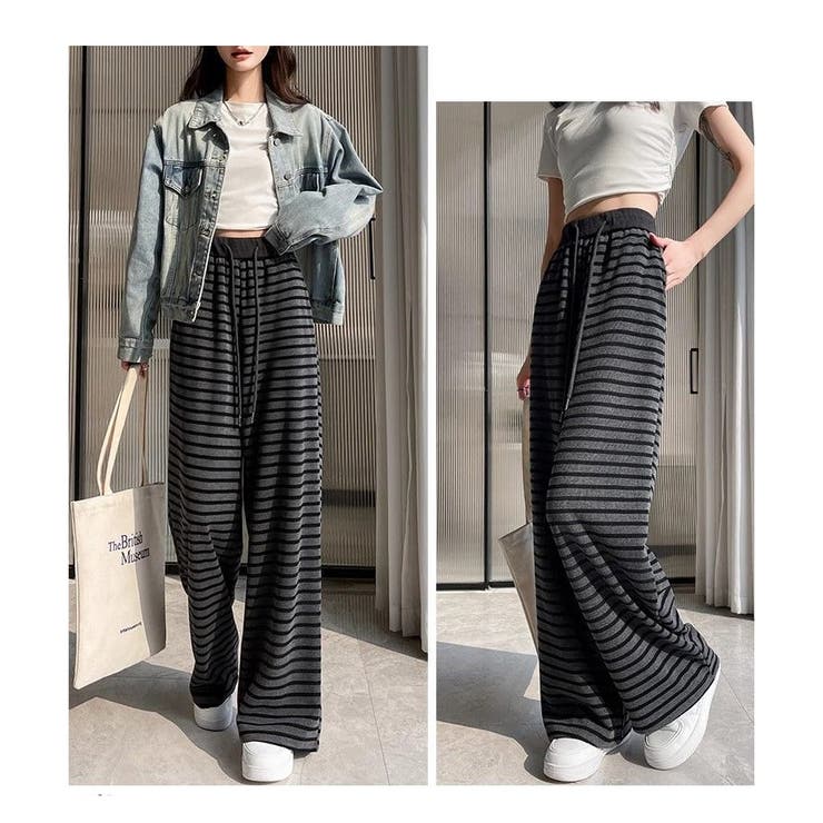 ボーダー柄 ワイドパンツ レディース | ミスウェディー | 詳細画像5