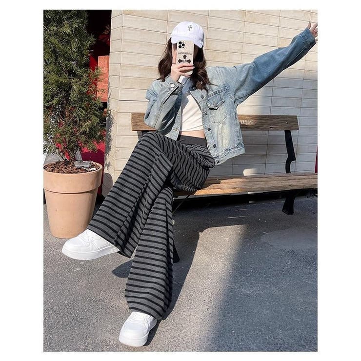 ボーダー柄 ワイドパンツ レディース | ミスウェディー | 詳細画像7