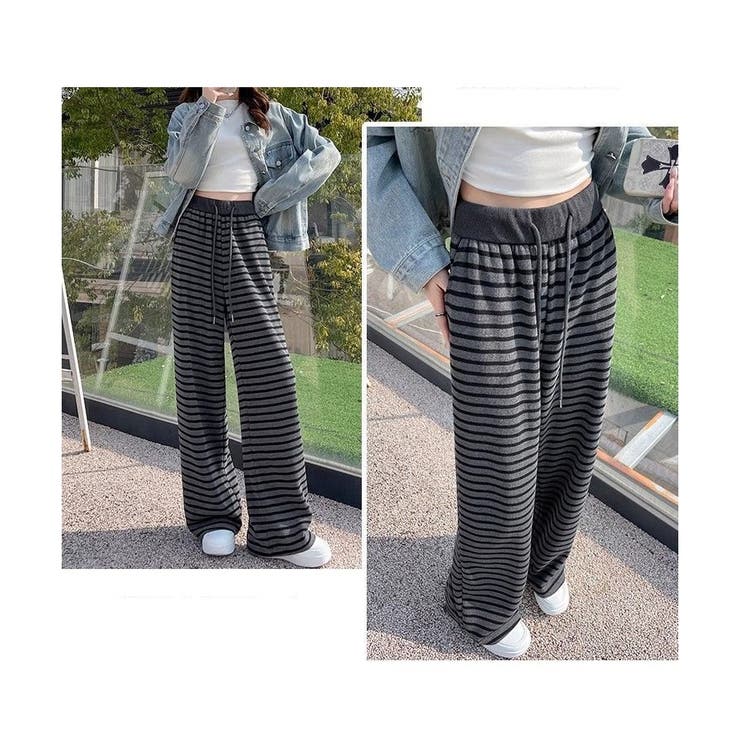 ボーダー柄 ワイドパンツ レディース | ミスウェディー | 詳細画像8