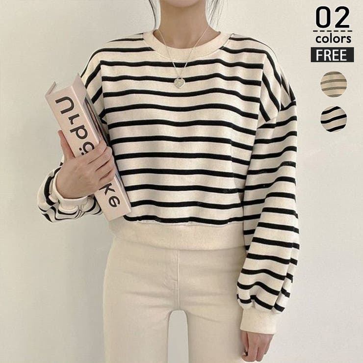 ブラック | ボーダー柄 スウェット トレーナー | ミスウェディー