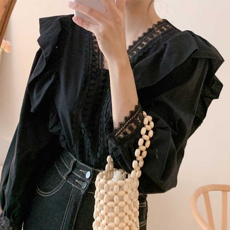 レースフリル Vネック 長袖 | ミスウェディー | 詳細画像12 