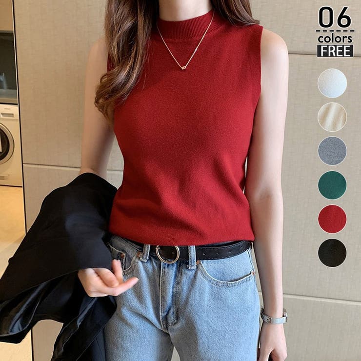 ワインレッド | ニットタンクトップ ノースリーブ レディース | ミスウェディー