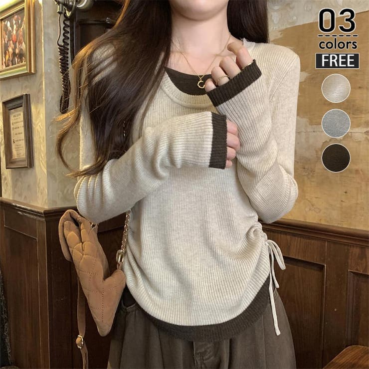 レイヤード リブニット サイドシャーリング | ミスウェディー | 詳細画像1 