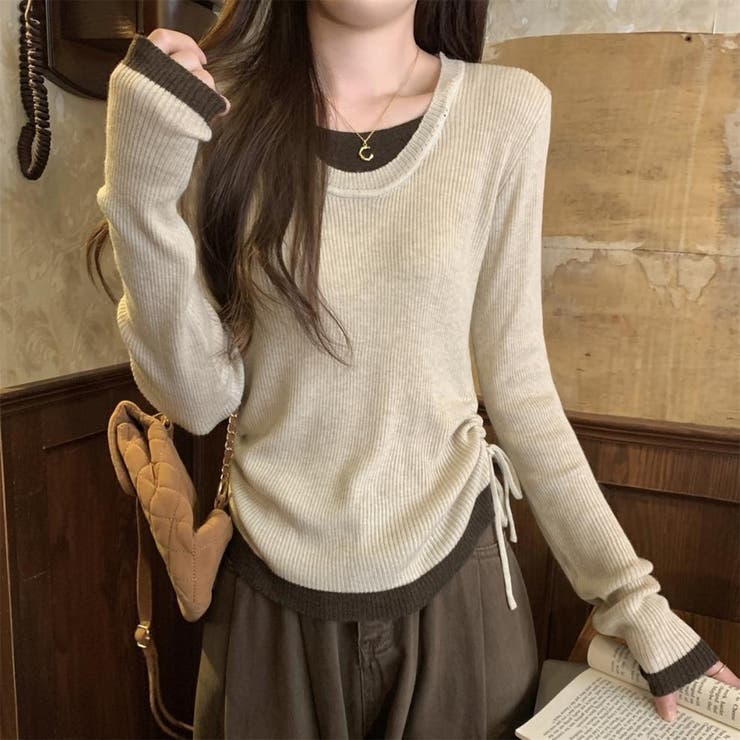 レイヤード リブニット サイドシャーリング | ミスウェディー | 詳細画像3 