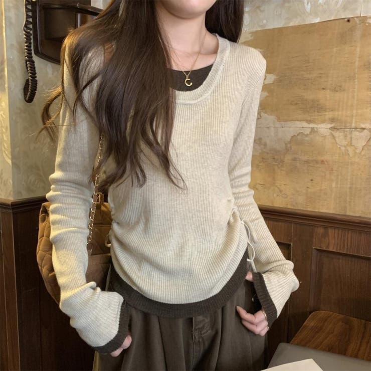 レイヤード リブニット サイドシャーリング | ミスウェディー | 詳細画像6 