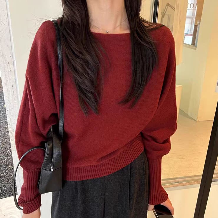 オフショルダー ニットプルオーバー トップス | ミスウェディー | 詳細画像4 