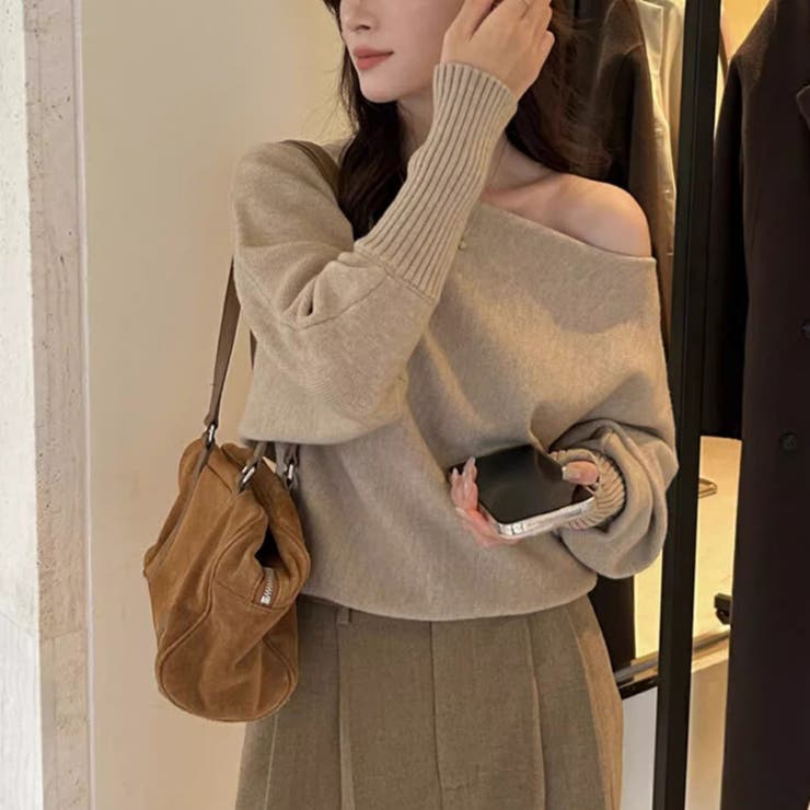 オフショルダー ニットプルオーバー トップス | ミスウェディー | 詳細画像6 