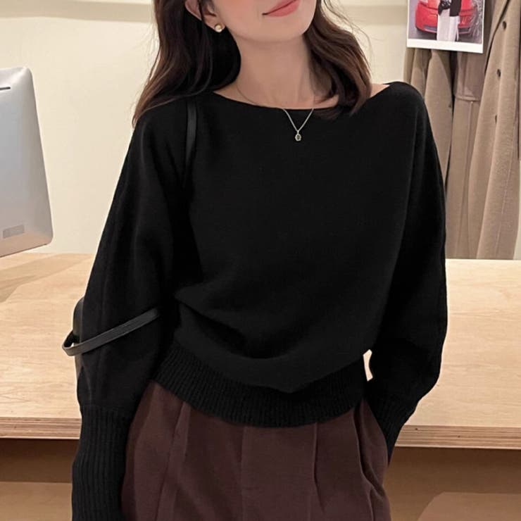 オフショルダー ニットプルオーバー トップス | ミスウェディー | 詳細画像10 