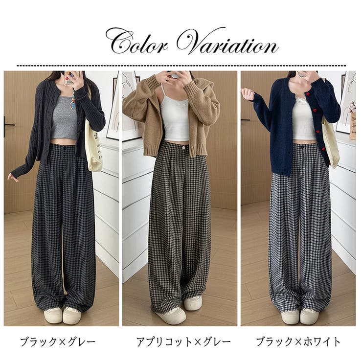 チェック柄 ワイドパンツ レディース | ミスウェディー | 詳細画像2