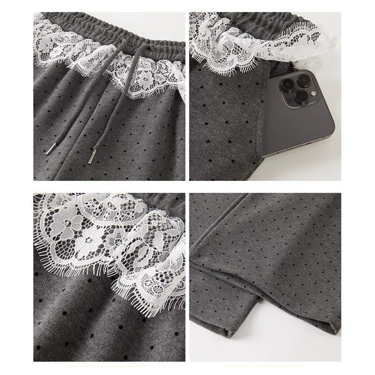 レース切替 ドット柄 ワイドパンツ | ミスウェディー | 詳細画像13