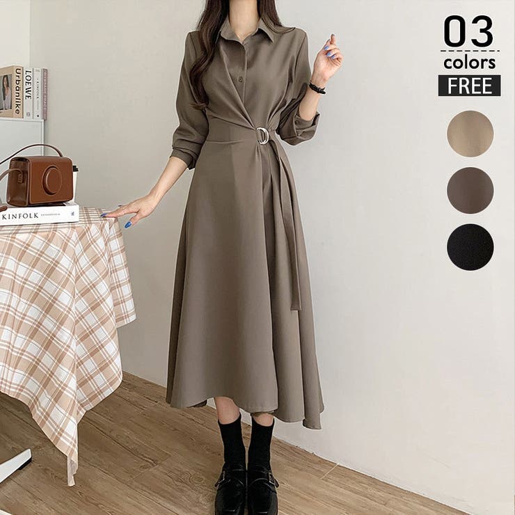 ブラウン | シャツワンピース ロングワンピース ワンピース | ミスウェディー