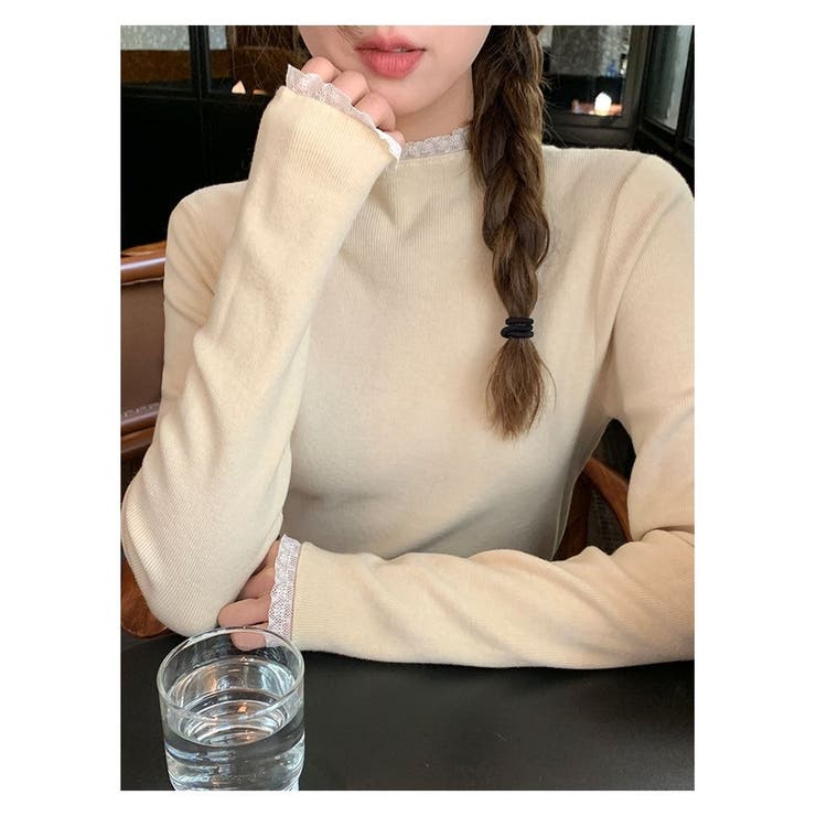 レース切り替え ハイネック リブニット | ミスウェディー | 詳細画像5 