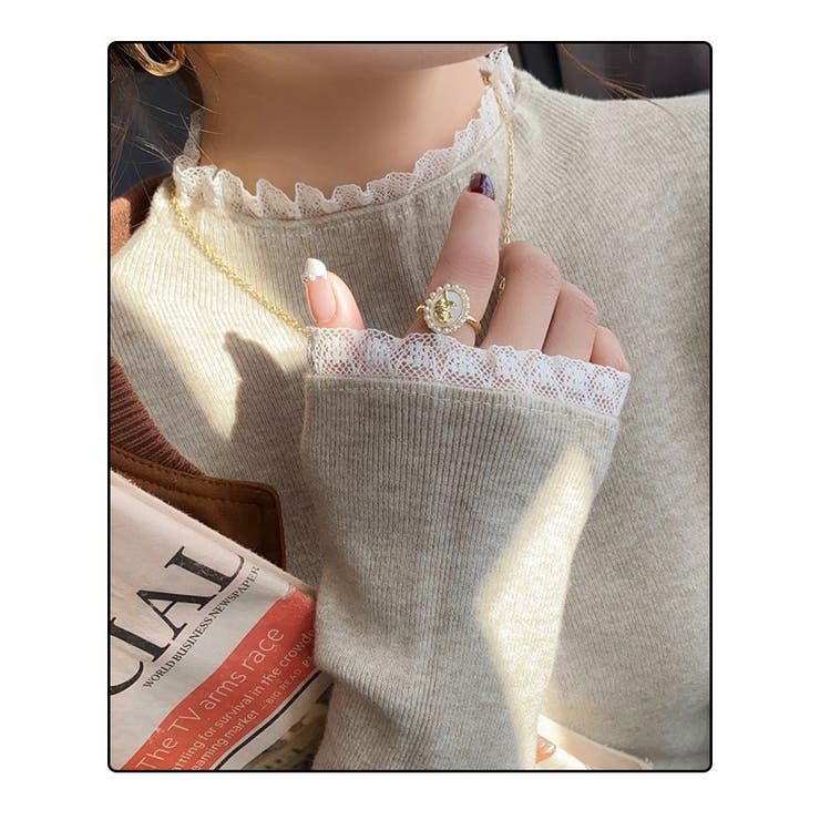 レース切り替え ハイネック リブニット | ミスウェディー | 詳細画像12 