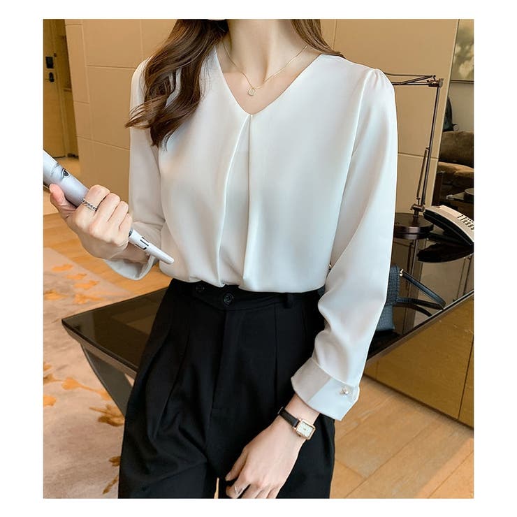 シャツブラウス 長袖 Vネック | ミスウェディー | 詳細画像12 