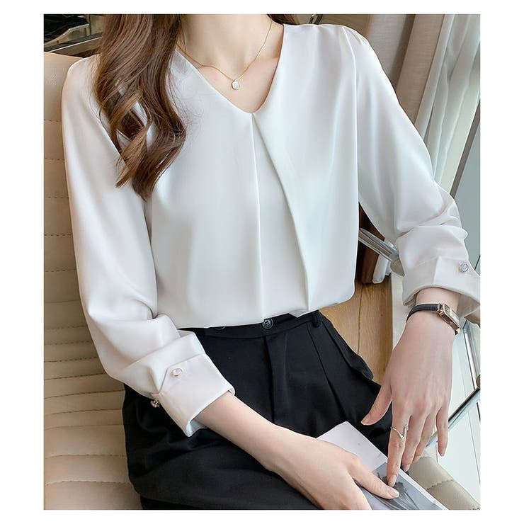 シャツブラウス 長袖 Vネック | ミスウェディー | 詳細画像15 