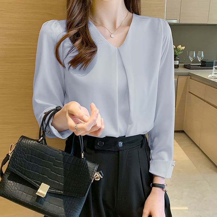 シャツブラウス 長袖 Vネック | ミスウェディー | 詳細画像16 