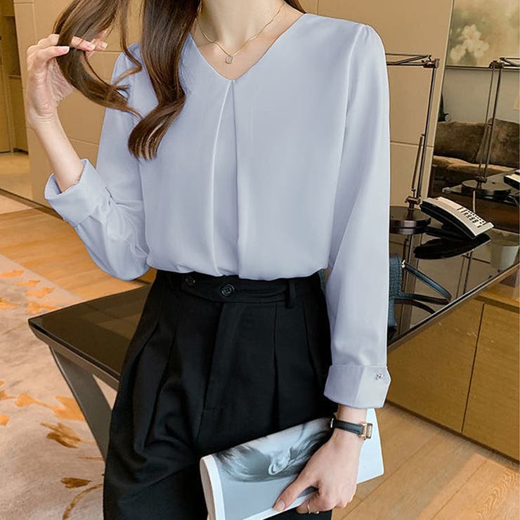 シャツブラウス 長袖 Vネック | ミスウェディー | 詳細画像17 