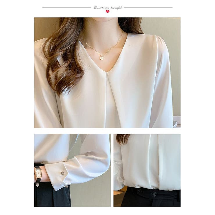 シャツブラウス 長袖 Vネック | ミスウェディー | 詳細画像19 