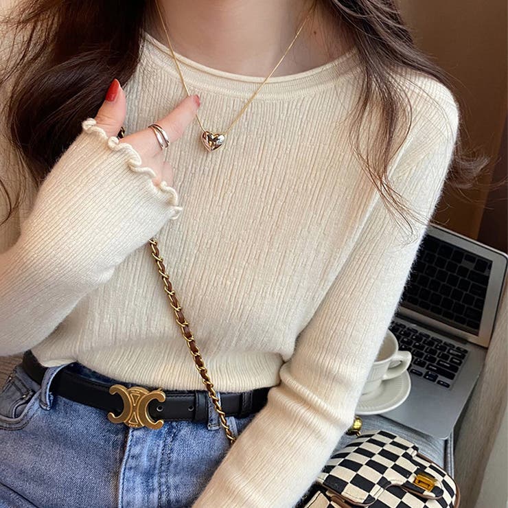 メロースリーブ リブニット カットソー | misweddy | 詳細画像5 