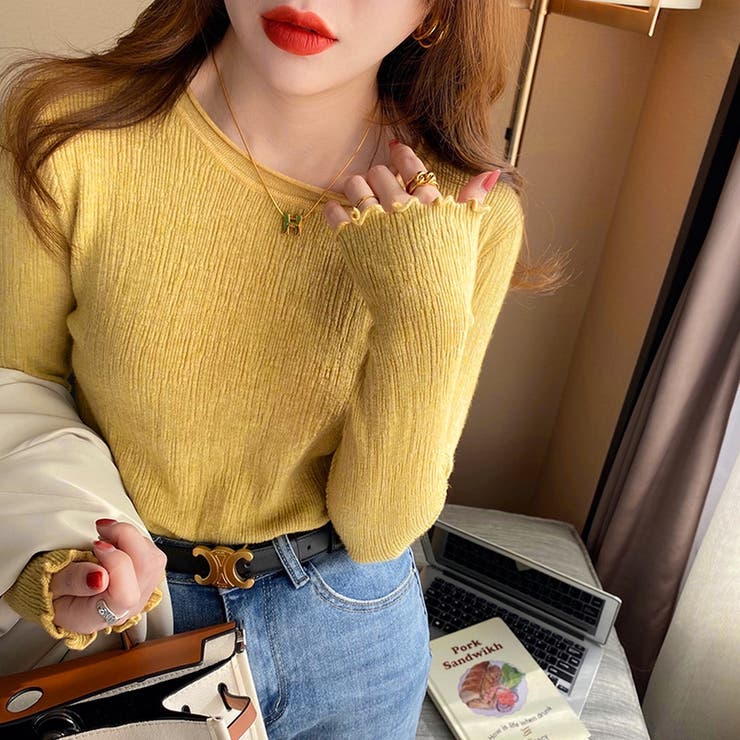 メロースリーブ リブニット カットソー | misweddy | 詳細画像6 