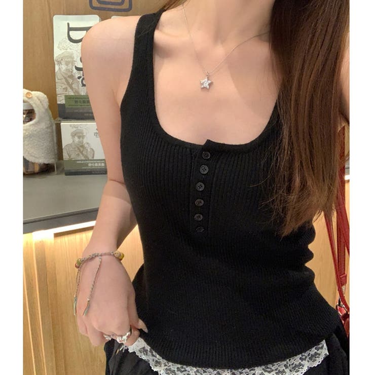 リブニットキャミソール レディース タンクトップ | misweddy | 詳細画像6 