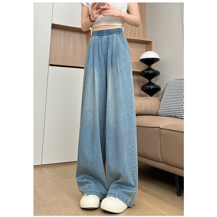 デニムライクワイドパンツ 接触冷感 デニムパンツ | misweddy | 詳細画像1 