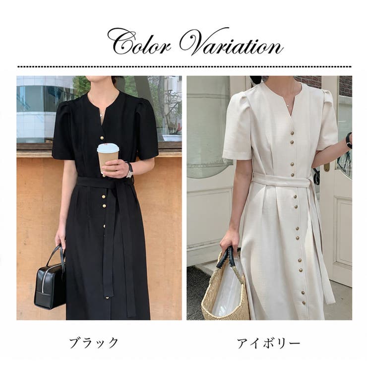 Vネック ワンピース フロントボタン | misweddy | 詳細画像2 