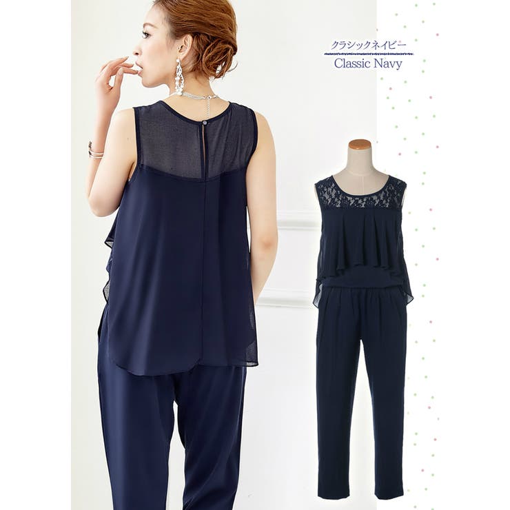 フリルシフォンのオールインワンドレス 3色ドレス パーティードレス | みつば | 詳細画像8 