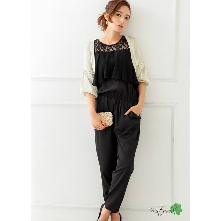 フリルシフォンのオールインワンドレス 3色ドレス パーティードレス | みつば | 詳細画像9 