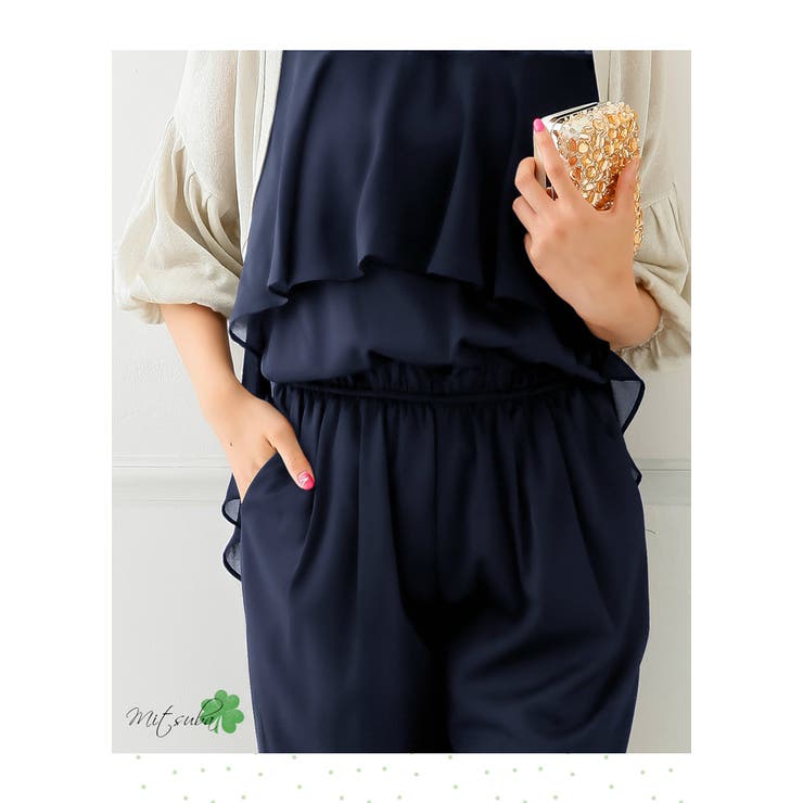 フリルシフォンのオールインワンドレス 3色ドレス パーティードレス | みつば | 詳細画像13 