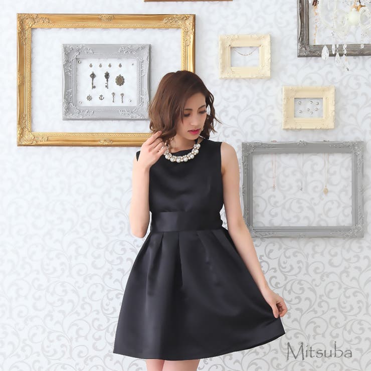 背中Vカットのリボンサテンドレス パーティードレス ワンピース | みつば | 詳細画像3 