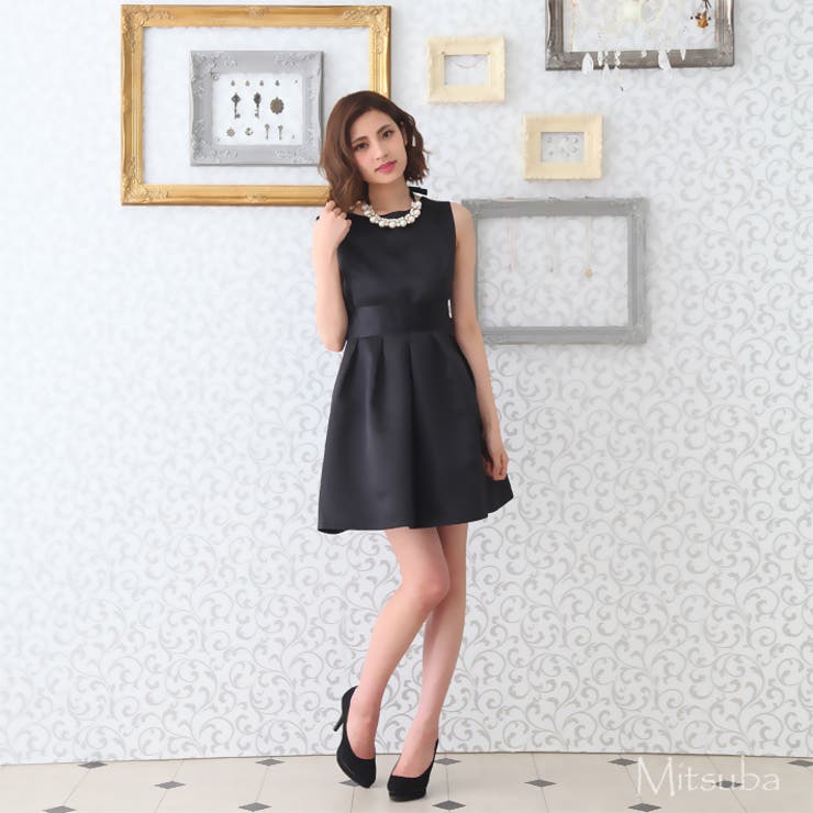 背中Vカットのリボンサテンドレス パーティードレス ワンピース | みつば | 詳細画像4 