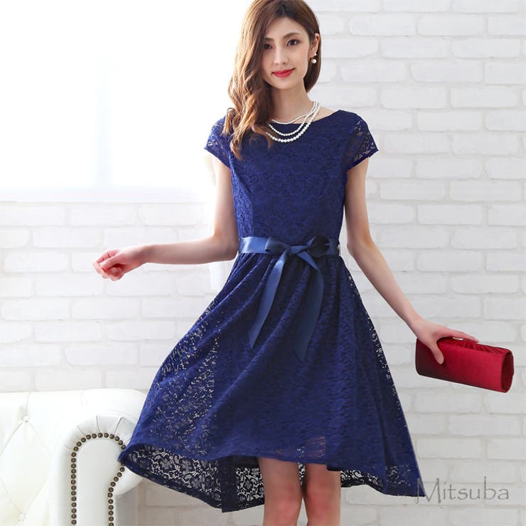 ラウンドネックの袖付き総レースドレス ドレス パーティドレス | みつば | 詳細画像6 