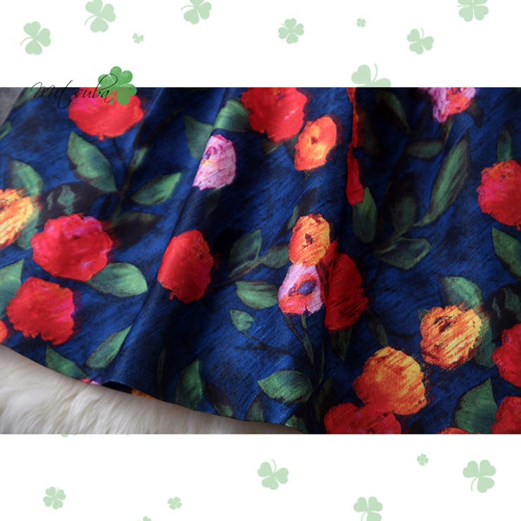 半袖NEW！鮮やかフラワースカートのドッキングドレスドレス パーティドレス ワン… | みつば | 詳細画像8 