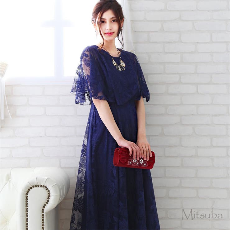 リーフレースのひらり袖ロングドレス ドレス パーティドレス | みつば | 詳細画像5 