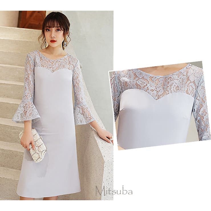 【延長SALE週末限定20％OFFクーポン！】ベルスリーブのコクーンワンピース★ドレスパーティドレスワンピースパーティードレス結婚式披露宴二次会女子会謝恩会発表会演奏会フォーマル大きい激安