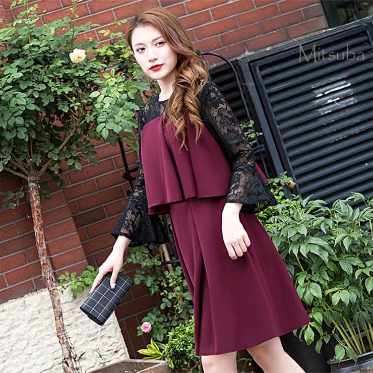 胸元から広がるフレアワンピース ドレス パーティドレス | みつば | 詳細画像14 