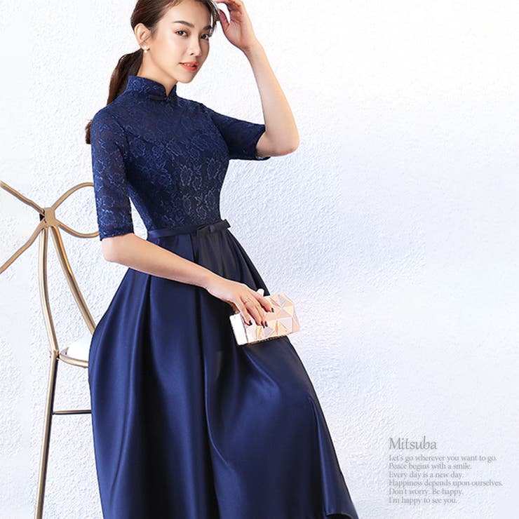 ドレスプラス DRESS+ ドレス ワンピース レース 披露宴 結婚式 フォーマルパーティードレス （ネイビー） - ファッション通販  MAGASEEK(マガシーク)