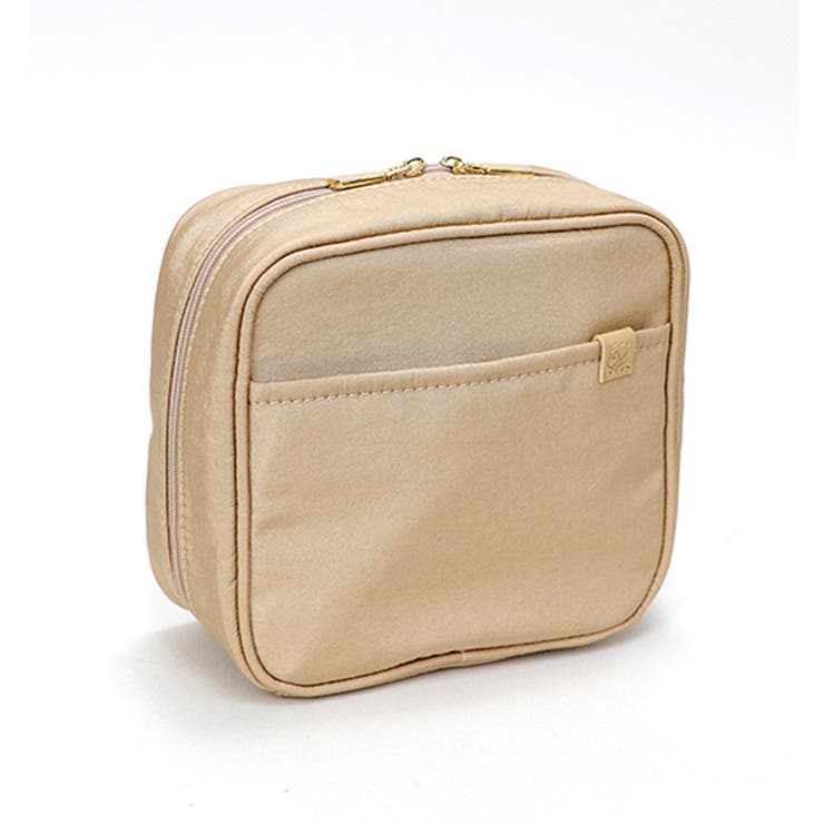 ベージュ | 収納上手 スクエア型 シンプル化粧ポーチ | UNITED BASE