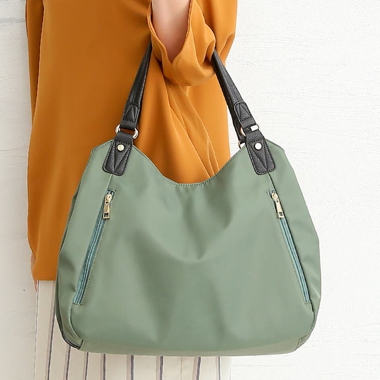 大容量 あおりポケット 三層式 ファスナーデザイン ナイロン