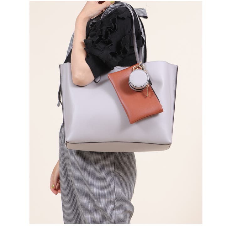 A4サイズ対応 バイカラーポーチ付きトートバッグ レディース 通勤 通学 | UNITED BASE | 詳細画像4 