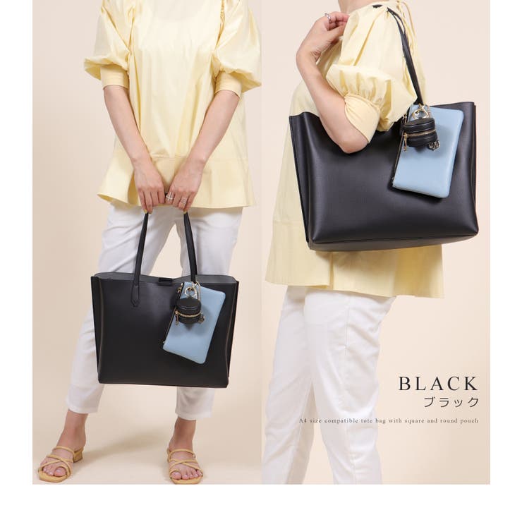 A4サイズ対応 バイカラーポーチ付きトートバッグ レディース 通勤 通学 | UNITED BASE | 詳細画像15 