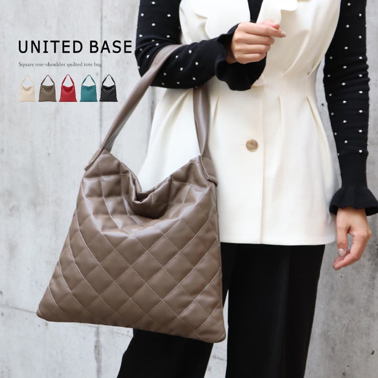 スクエア型 ワンショルダー キルティングトートバッグ レディース 軽量 秋冬 | UNITED BASE | 詳細画像1 