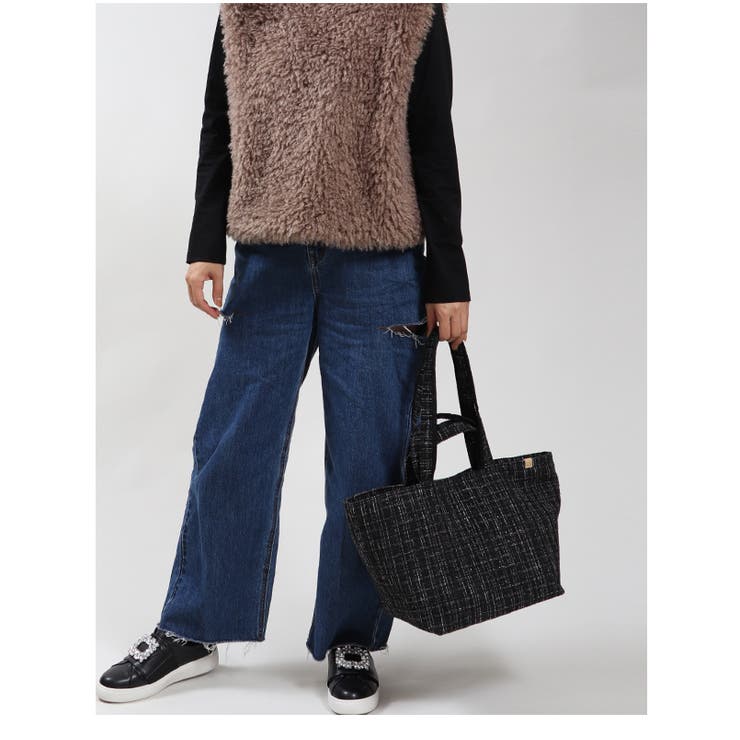 2タイプハンドル付き 大きめ ツイード素材 船形トートバッグ 大容量 可愛い | UNITED BASE | 詳細画像8 