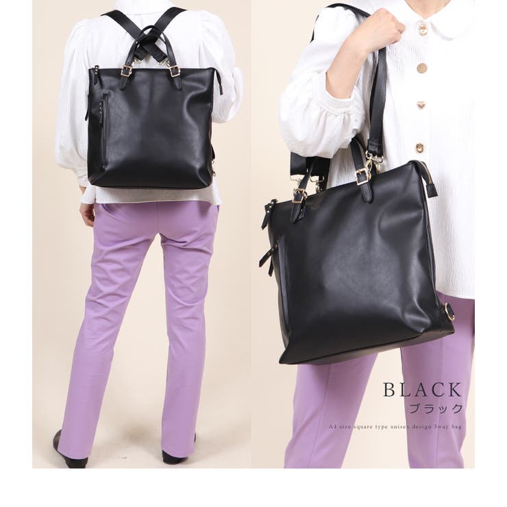 A4サイズ対応 スクエア型 ユニセックスデザイン3wayバッグ 大容量 収納力 | UNITED BASE | 詳細画像18 